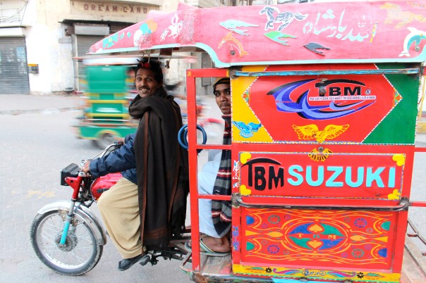 A rickshaw in Pakistan, where things seemed reasonably more calm, traffic-wise