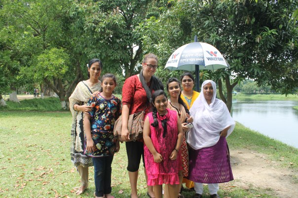 Photo with the eloquent young girl in Dhaka, and her family, who explained why she wanted a photo